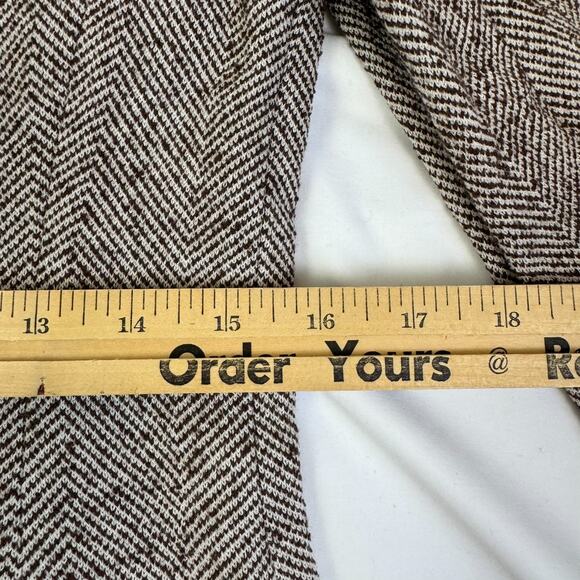 St. John Collection Blazer Jacket 4 S Chevron Wool Blend Brown Tan Unlined Zip - Picture 12 of 13